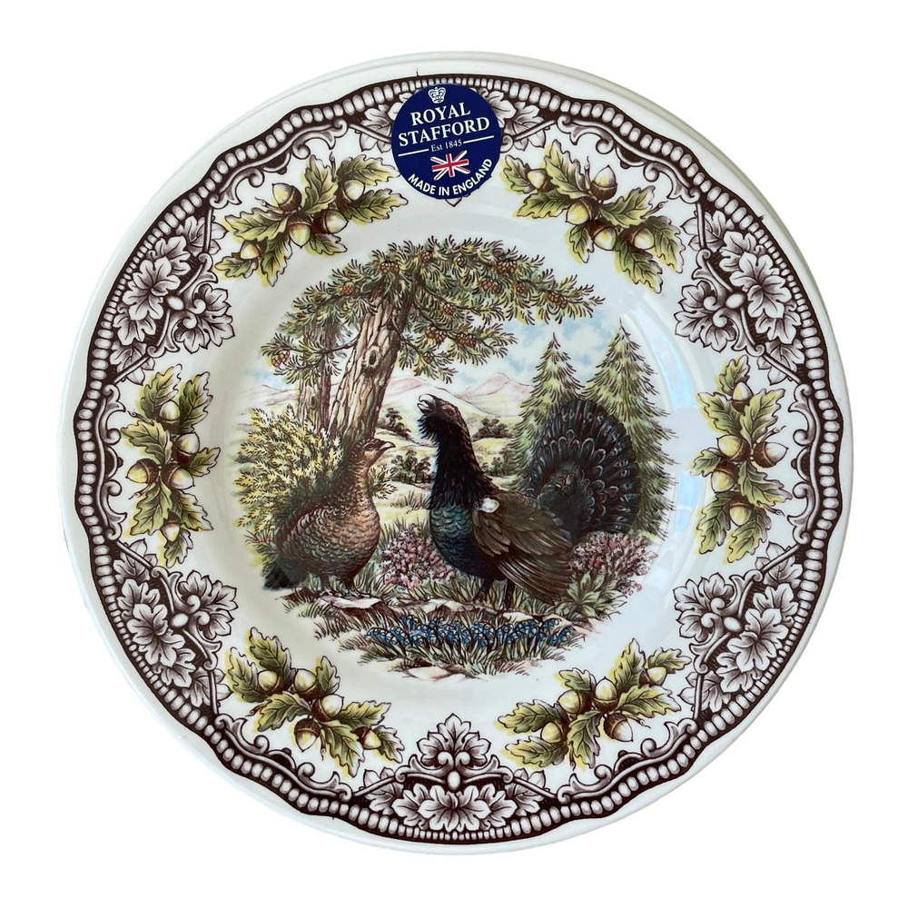 Royal Stafford Thanksgiving Capercaillie Dinner Plates 11in Porcelain Set of 4